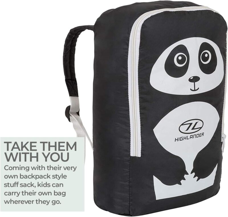Highlander Kids Creature Mummy Sleeping Bag Panda Plus Backpack Sack - Image 6