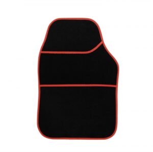 Streetwize Velour Black Carpet Interior Car Floor Mats Heel Pad Red Edge SWBCMR