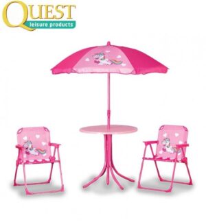 Children's Garden Table Chair Set Unicorn Quest Leisure Kids Furniture Child