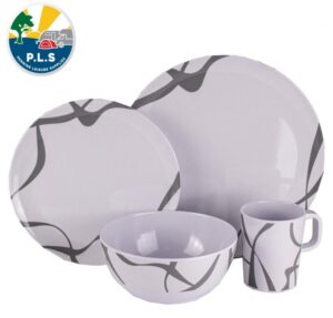 PLS Melamine Dinner Set 16pc Interlock Heavy Duty - Camping Caravan Tent