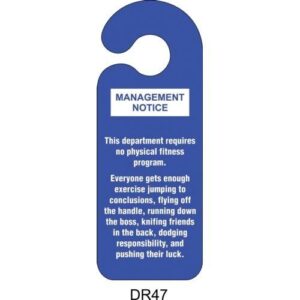 Management Notice Bedroom Quality Vinyl Novelty Door Hanger