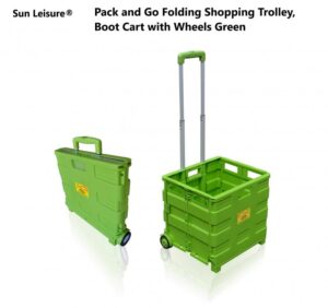 Sun Leisure Pack and Go Folding Shopping Trolley Boot Cart with Wheels