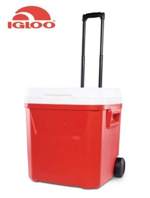 Igloo Laguna 60 qt Roller Cool Box with Wheels Red Ice Chest Cooler - 56 Litres