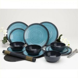 Flamefield Granite Aqua Dinner Set - Premium Melmaine 12 piece