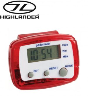 Highlander Multifunction Pedometer Battery Powered Attachable Red COM034