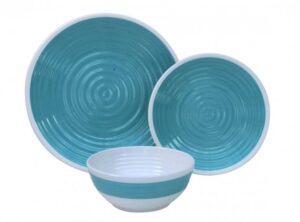 Outdoor Revolution 12 piece Melamine Tableware Set Pastel Blue