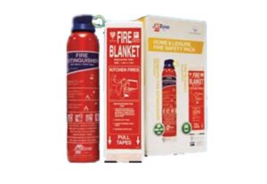 JACTONE Home & Leisure Fire Safety Pack - 600g ABC Fire Extinguisher & Fire Blanket