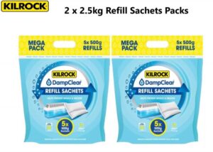 2 X Kilrock Damp Clear Moisture Refills 2.5kg Sachets Caravan Home