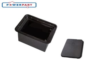 Powerpart Black Underfloor Battery Box + Box Lid - Caravan PO553 + PO554