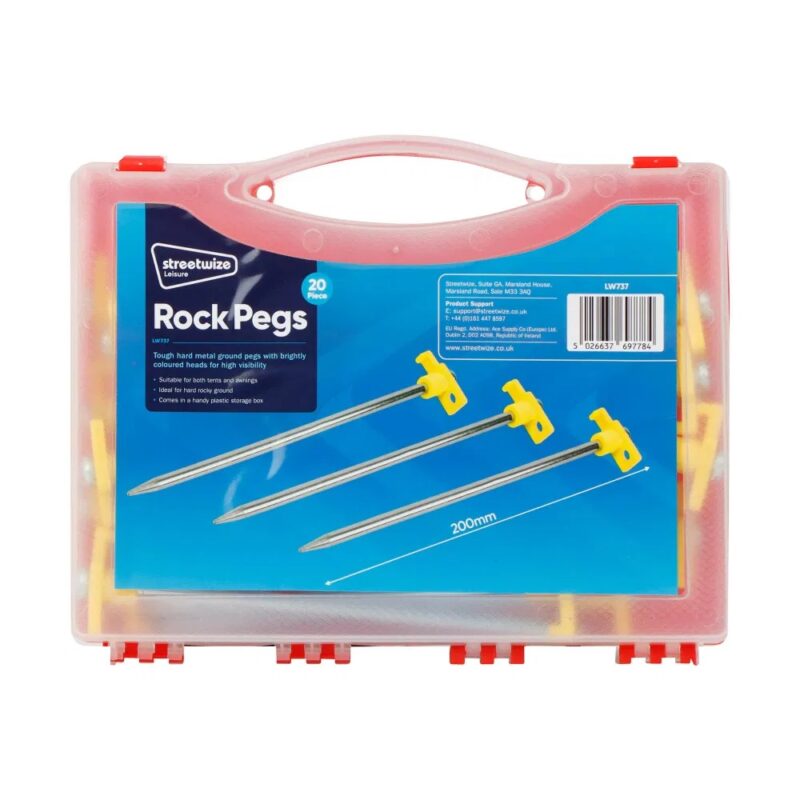 Leisurewize 20 Pcs Heavy Duty Tent Pegs 7 x 200mm Caravan Awning LW737