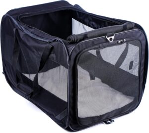 Streetwize Large Deluxe Foldable Fabric Pet Car Kennel - Black SWPET20