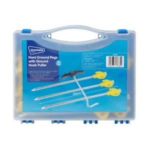 leisurewize 21pc Ground Tent Pegs 6.5 x 205mm with Ground Hook Puller LW734