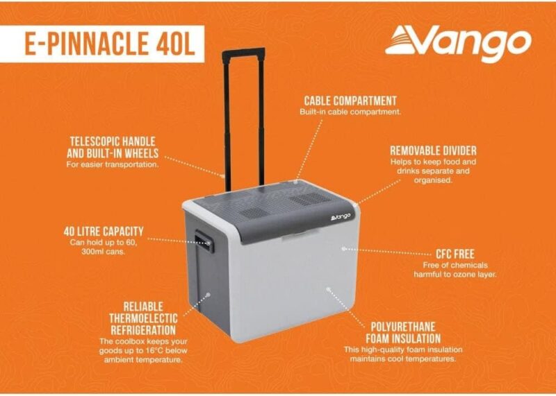Vango E-Pinnacle 40L Thermoelectric Coolbox Deep Grey - Image 3