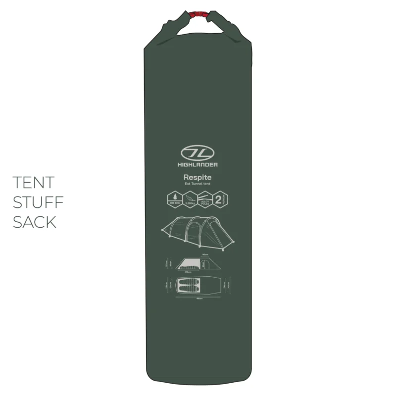 Highlander RESPITE 2 Person Extended Tunnel Tent Pine Green TEN169-PG - Image 10