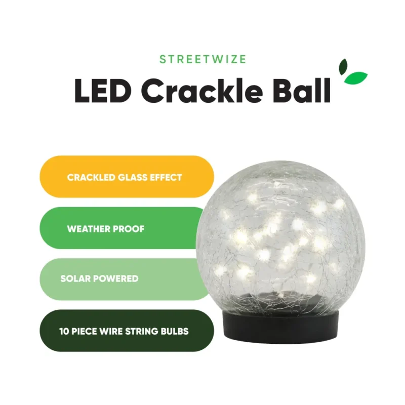Gardenwize Solar Crackle Ball Light - 15cm Diameter SWGSL249 - Image 4