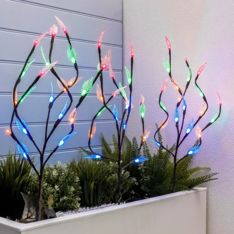 Gardenwize Pack of 3 Multi-Coloured LED Solar Tree Lights SWGSL272