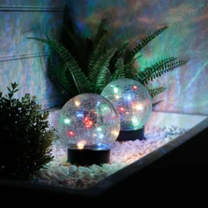 Gardenwize Solar Powered Multi-Coloured Crackle Ball - 12cm (Pack of 2) GW497