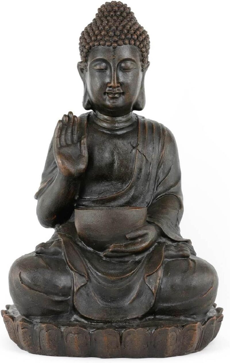 Gardenwize Solar Water Fountain Feature - Meditating Buddha With Bowl GW507 - Image 3
