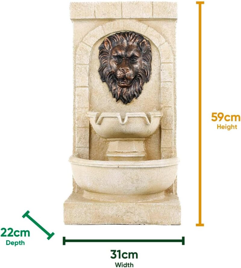 Gardenwize Lion Head Solar Powered Fountain Water Feature Weatherproof GW506 - Image 4