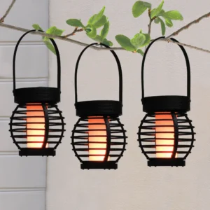Gardenwize Hanging Solar Mini Lanterns With Flame-Effect LED (Pack of 3) GW433