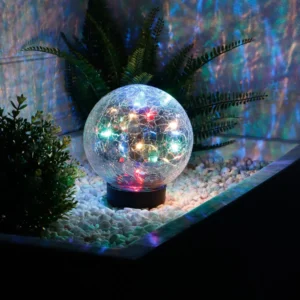 Gardenwize Solar Powered Multi-Coloured Crackle Ball - 15cm GW498