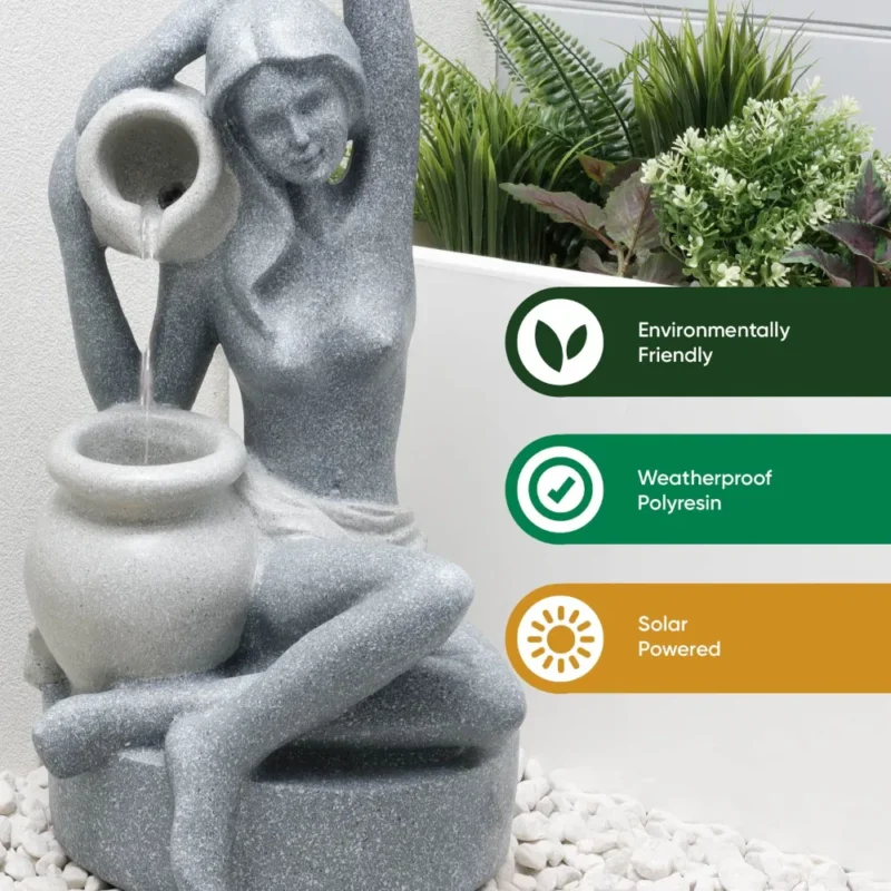 Gardenwize Solar Water Feature - Bathing Lady GW526 - Image 5