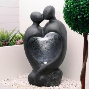 Gardenwize Solar-Powered Carved Lovers Garden Water Feature GW471