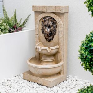 Gardenwize Lion Head Solar Powered Fountain Water Feature Weatherproof GW506