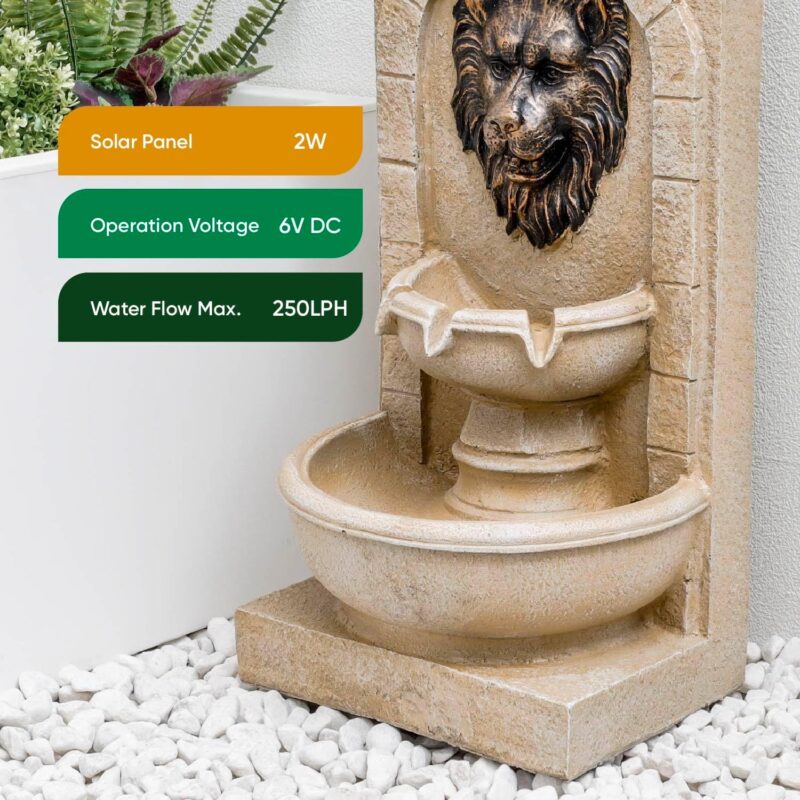 Gardenwize Lion Head Solar Powered Fountain Water Feature Weatherproof GW506 - Image 6