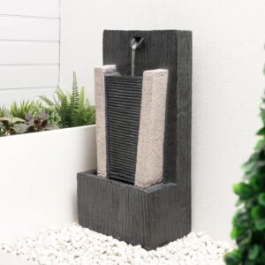 Gardenwize Solar Water Feature - Stone Column Water Fountain GW542