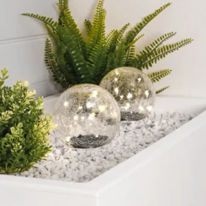 Gardenwize Pair of Solar Powered LED Crackle Balls SWGSL248