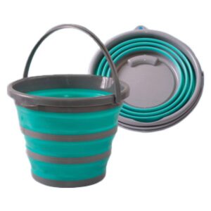 PLS Aqua/Grey - Collapsible Round Bucket with Handle HW5021