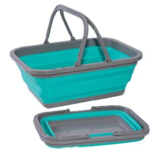 PLS Aqua/Grey - Collapsible Shopping Basket HW5061
