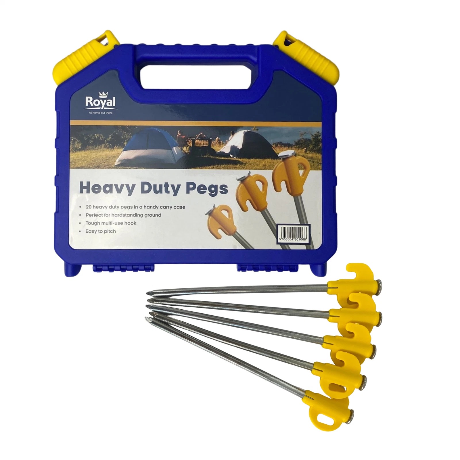 Royal Leisure Awning Tent Pegs Heavy Duty x 20 Carry Case L245