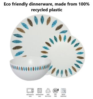 Pennine MARQUISE 12pc 100% Recycled Plastic Dining Set Caravan Motorhome ME482