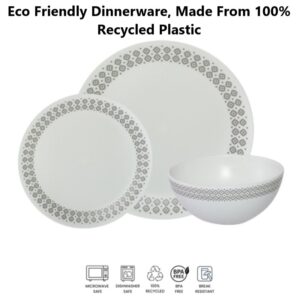 Pennine DOMINO 12pc Dining Set 100% Recycled Plastic Caravan Motorhome ME475