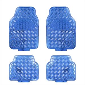 Streetwize Universal Metallic Blue Checker Plate Rubber Car Floor Mats SWUXM2