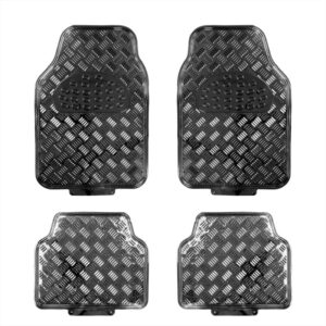 Streetwize Universal Metallic Black Checker Plate Rubber Car Floor Mats SWUXM7