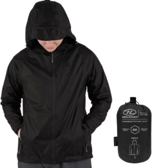 Highlander Waterproof Stow & Go Packaway Jacket Black