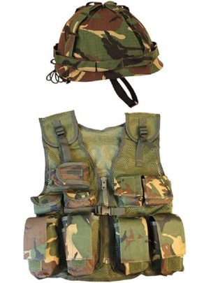 Kombat UK Kids Assault Vest and Helmet Set Role Playing Army Kids DPM Camo