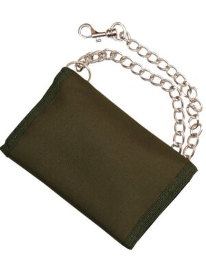 Kombat UK Mens Military Army Cadet Money Travel Wallet + Chain Olive Green