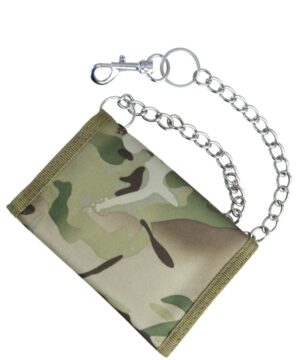 Kombat UK Mens Military Army Cadet Money Travel Wallet + Chain BTP Camo