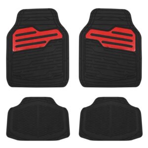 Streetwize Adonia Car Floor Mats 4 Pieces Rubber Metallic Red Heel Pad SWCM125