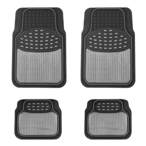 Streetwize Black & Metallic Grey Silver Heavy Duty Rubber Interior Car Floor Mat SWUXM6